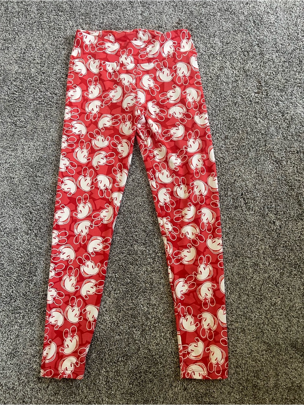 LuLaRoe Red Leggings with White Character Print